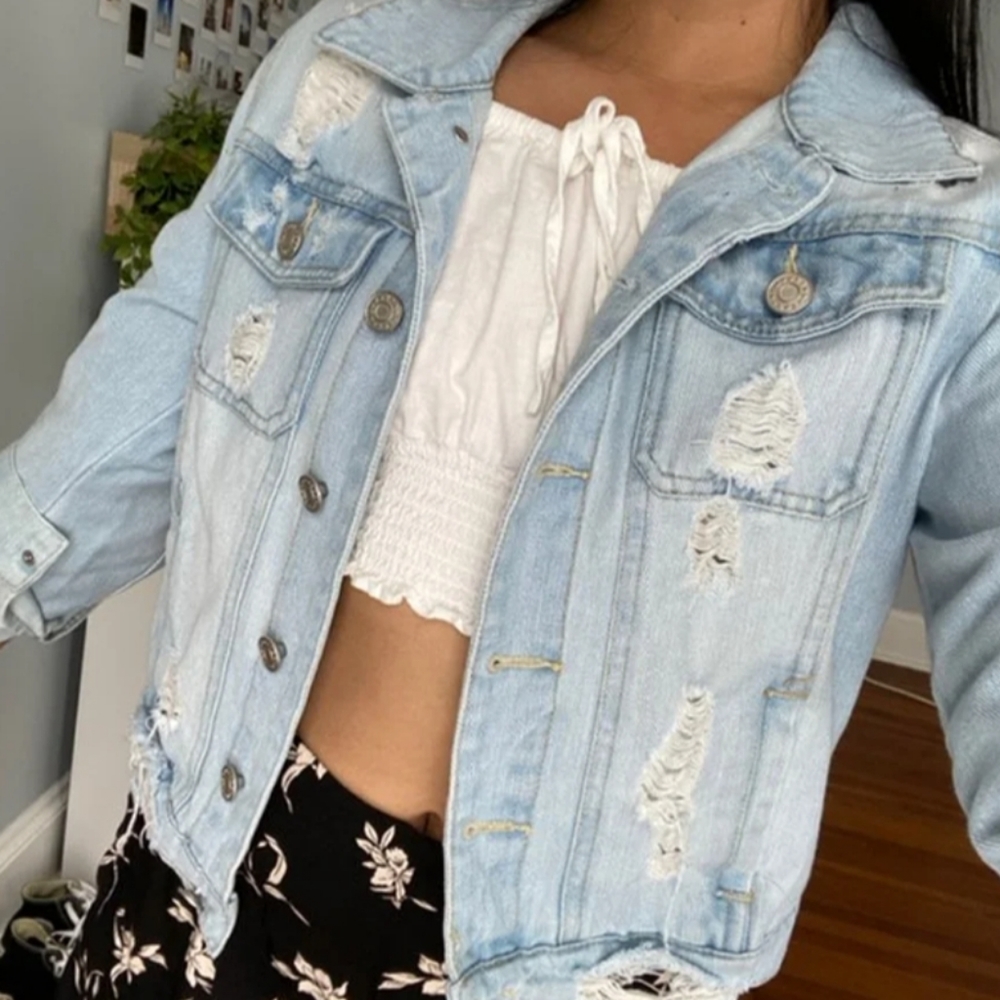 Ripped & distressed jean jacket